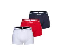 Boxershorts S.OLIVER "Boxershort 3er Pack", Herren, Gr. XXL, bunt (rot, marine, weiß), Obermaterial: 92% Baumwolle CO. 8% Elasthan EL., Unterhosen (58741530-XXL) rot, marine, weiß