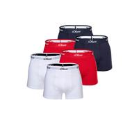Boxershorts S.OLIVER "Boxershort 6er Pack", Herren, Gr. L, bunt (rot, marine, weiß), Obermaterial: 92% Baumwolle CO. 8% Elasthan EL., Unterhosen (81967155-L) rot, marine, weiß