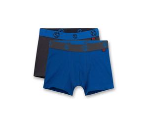 Boxershorts SANETTA "Boxershort 2er Pack", Jungen, Gr. 92, blau (blau, grau), Obermaterial: 95% Baumwolle CO. 5% Elasthan EL., Unterhosen (11694247-92) blau, grau