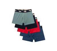 Boxershorts SANETTA "Boxershort 5er Pack", Jungen, Gr. 128, bunt (blau, schwarz, grün, rot), Obermaterial: 95% Baumwolle CO. 5% Elasthan EL., Unterhosen (15552960-128) blau, schwarz, grün, rot