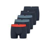 Boxershorts SCHIESSER "95/5 Multipacks", Herren, Gr. 8, bunt (901, graublau, rot, dunkelblau), Single Jersey, Obermaterial: 95% Baumwolle, 5% Elasthan, unifarben mit Farbeinsatz, körpernah, Unterhosen