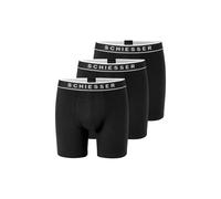 SCHIESSER Herren Boxershorts, 3er Pack - Long Shorts, Logobund, Baumwoll-Stretch Schwarz / 2XL XXL Schwarz