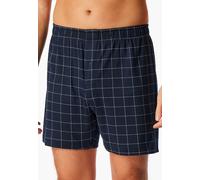 Boxershorts SCHIESSER "Fine Interlock", Herren, Gr. 5, blau (804, blau), Interlock, Obermaterial: 100% Baumwolle, Unterhosen, elastischer Bund, kariert, Baumwolle, weich (95815514-5) 804, blau
