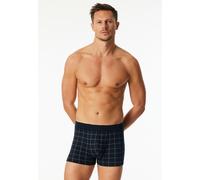 Boxershorts SCHIESSER "Fine Interlock", Herren, Gr. 9, blau (804, blau), Interlock, Obermaterial: 95% Baumwolle, 5% Elasthan, körpernah, Unterhosen Boxershorts, ohne Eingriff, Karo-Muster, Interlock-Q