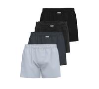 Boxershorts SEIDENSTICKER "4er Pack Herren Boxer Short", Herren, Gr. 5, schwarz (navy, zen blau stripe, schwarz, schwarzcheck), Flanell, Obermaterial: 100% Baumwolle CO., Unterhosen (35248128-5) navy,