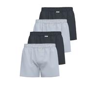 Boxershorts SEIDENSTICKER "4er Pack Herren Boxer Short", Herren, Gr. 6, grau (navy, zen blau stripe), Flanell, Obermaterial: 100% Baumwolle CO., Unterhosen (94381416-6) navy, zen blau stripe
