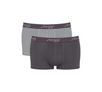 Boxershorts SLOGGI "Boxershort Start Hipster C2P box 2er Pack", Herren, Gr. XL, bunt (grau, schwarz), Obermaterial: 96% Baumwolle CO. 4% Elasthan EL., Unterhosen (55661720-XL) grau, schwarz
