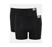Boxershorts SLOGGI "Men GO Natural", Herren, Gr. M, schwarz, Single Jersey, Obermaterial: 95% Baumwolle, 5% Elasthan, clean, unifarben, körpernah, Unterhosen Boxershorts, mit langem Bein, eng anliegen