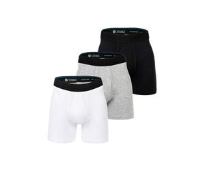 Boxershorts STANCE "Boxershort Boxer Brief 3er Pack", Herren, Gr. M, bunt (schwarz, weiß, grau), Obermaterial: 47% Baumwolle CO. 47% Modal CMD. 6% Elasthan EL., Unterhosen (75179941-M) schwarz, weiß,