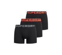 Boxershorts SUPERDRY "Boxershort BOXER TRIPLE PACK 3er Pack", Herren, Gr. L, schwarz (schwarz, orange), Obermaterial: 95% Baumwolle CO. 5% Elasthan EL., Unterhosen (85894600-L) schwarz, orange
