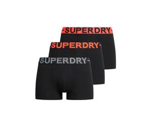 Boxershorts SUPERDRY "Boxershort TRUNK TRIPLE PACK 3er Pack", Herren, Gr. L, schwarz (schwarz, orange), Obermaterial: 95% Baumwolle CO. 5% Elasthan EL., Unterhosen (26618542-L) schwarz, orange