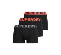 Boxershorts SUPERDRY "Boxershort TRUNK TRIPLE PACK 3er Pack", Herren, Gr. XL, schwarz (schwarz, orange), Obermaterial: 95% Baumwolle CO. 5% Elasthan EL., Unterhosen (26618542-XL) schwarz, orange