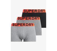 Boxershorts SUPERDRY "TRUNK TRIPLE PACK", Herren, Gr. XXL, 3 Stk., grau (ath grau feeder, blk stripe, blk), Jersey, Obermaterial: 95% Baumwolle, 5% Elasthan, unifarben, eng, Unterhosen Boxershorts (31