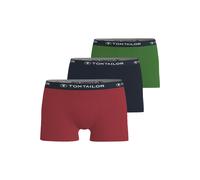 Boxershorts TOM TAILOR "Buffer", Herren, Gr. S, bunt (rot, navy, grün), Single Jersey, Obermaterial: 95% Baumwolle, 5% Elasthan, unifarben, bequem, Unterhosen, weich, bequem, basic, eng, Logobund, Bau