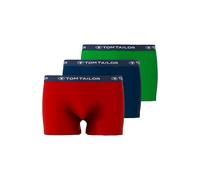 Boxershorts TOM TAILOR "Buffer", Herren, Gr. XL, bunt (rot, navy, grün), Single Jersey, Obermaterial: 95% Baumwolle, 5% Elasthan, unifarben, bequem, Unterhosen, weich, bequem, basic, eng, Logobund, Ba