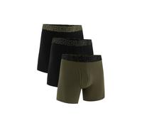Under Armour Boxershorts SOLID 6in – 3er-Pack, Baumwolle, Schwarz/Schwarz/Grün – Herren L