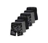 Boxershorts UNDER ARMOUR "Boxershort UA PERFORMANCE TECH - PRINT 6 IN 6PK 6er Pack", Herren, Gr. M, schwarz (schwarz, grau), Obermaterial: 90% Polyester Pol. recyc.. 10% Elasthan EL., Unterhosen (2341