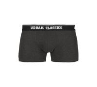 Boxershorts URBAN CLASSICS "Urban Classics Herren Men Boxer Shorts Double Pack", Herren, Gr. S, 1 Stk., schwarz, charcoal, 95% Baumwolle, 5% Elasthan, Unterhosen (48217254-S) schwarz, charcoal