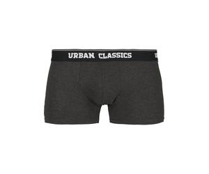 Boxershorts URBAN CLASSICS "Urban Classics Herren Men Boxer Shorts Double Pack", Herren, Gr. S, 1 Stk., schwarz, charcoal, 95% Baumwolle, 5% Elasthan, Unterhosen (48217254-S) schwarz, charcoal
