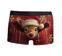 Boxershorts Weihnachten Herren Weihnachtsunterhose Weihnachtsunterwäsche Slips Geschenk Weiche Lustige Bequeme Weihnachtsboxershort Unterhosen Weihnachts Boxershorts Geschenk für (a-Watermelon Red, M)