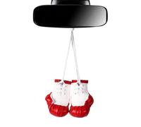 Boxhandschuhe, Auto-Spiegel-Aufhänger, Dekoration für Fahrzeuginnenraum, Stil für Kämpfer, Motivation, weiches PU-Leder, Mini-Handschuhanhänger, Seilgurt, leicht, Auto-Dekoration, 7,5 x 4,5 x 3 cm