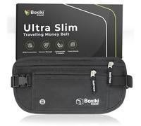 Boxiki Travel Versteckter Geldgürtel für Männer & Frauen - RFID-Blockierender Taillenbeutel für Reisepass, Geldbörse & Telefon - Sicher und geschützt auf Reisen - Schwarz