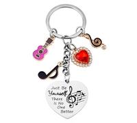 BOXOB Inspirierende Musik Schlüsselanhänger, Just Be Yourself Herzförmig Schlüsselanhänger für Musikliebhaber Trendige Merchandise Zeug Geburtstagsgeschenk für Fans Frauen Mädchen
