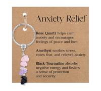BOXOB Schlüsselanhänger aus Naturkristall, Heilkristall-Anhänger mit Rosenquarz Amethyst und Schwarzem Turmalin für Kolleginnen Beförderungen den Neuen Job Oder Hochschulabschluss (lindert Ängste)