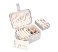 Boxudeli 2 Ebenen Schmuckkästchen mit 4 Reise Schmucktasche, großer Reise Schmuckkästchen Klein, mittelgroße Schmuckaufbewahrungsbox, tragbare Schmuckschatulle aus PU-Leder für Damen (Hellgrau)