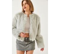 Boxy Cropped Kunstpelzmantel L