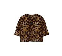 Smith&Soul T-Shirt Boxy Cropped AOP – gemustert, 100% Baumwolle, Rundhals – Damen S, braun
