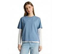 Denim Tom Tailor - Boxy Fit T-Shirt mit Stickerei spring lake blue - Gr. - XL