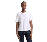 Tom Tailor Denim Boxy Fit T-Shirt aus reiner Baumwolle in Weiss, Größe M