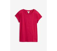 T-Shirt BONPRIX "Boxy-Shirt", Damen, Gr. 32/34 (XS), beerenrot, Web, Obermaterial: 100% Baumwolle, figurumspielend normal, Rundhals, Aufschlag, Shirts T-Shirt, lockere, figurumspielende Passform, Kurz