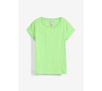 T-Shirt BONPRIX "Boxy-Shirt", Damen, Gr. 40/42 (M), neongrün, Web, Obermaterial: 60% Baumwolle, 40% Polyester, figurumspielend normal, Rundhals, Aufschlag, Shirts T-Shirt, lockere, figurumspielende Pa