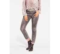 Boyfriend-Hose HEINE, Damen, Gr. 36, Normalgrößen, lila (dunkelmauve), 98% Baumwolle, 2% Elasthan, unifarben, lang, Hosen 5-Pocket-Hose (73958314-36) dunkelmauve