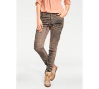 Boyfriend-Hose HEINE, Damen, Gr. 42, Normalgrößen, grau (helltaupe), 98% Baumwolle, 2% Elasthan, unifarben, lang, Hosen 5-Pocket-Hose (54934610-42) helltaupe