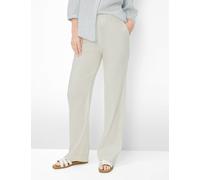 Boyfriend-Hose RAPHAELA BY BRAX "Style PAM FLARED", Damen, Gr. 42, Normalgrößen, sanftes weiß, Web, 61% Leinen, 18% Viskose, 18% Baumwolle, 3% Elasthan, Hosen (37216365-42) sanftes weiß