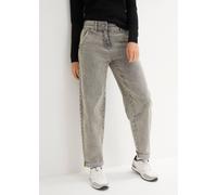 Boyfriend-Jeans BONPRIX, Damen, Gr. 38, N-Gr, grau (grau denim), Denim/Jeans, Obermaterial: 82% Baumwolle, 17% Polyester, 1% Elasthan, loose fit, Jeans, weites Bein, Loose Fit, mit bequemem Gummi am h