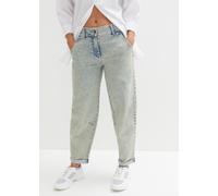 Boyfriend-Jeans BONPRIX, Damen, Gr. 40, N-Gr, blau (blau denim), Denim/Jeans, Obermaterial: 82% Baumwolle, 17% Polyester, 1% Elasthan, loose fit, Jeans, weites Bein, Loose Fit, mit bequemem Gummi am h