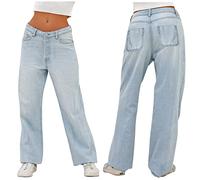 Boyfriend Jeans Damen Mid Waist Wide Leg Jeans Baggy Weite Hose High Waist Jeanshose Weites Bein Gerade Hosen Frauen Mädchen Streetwear Y2K Clothes Prime Angebote des Tages Heute Blitzangebote