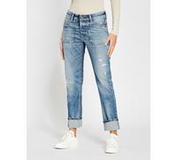 Boyfriend-Jeans GANG "94NICA WORKER", Damen, Gr. 27, N-Gr, blau (destroy denim), Denim/Jeans, Obermaterial: 90% Baumwolle, 8% Polyester, 2% Elasthan, regular fit knöchelfrei, Jeans, cooler, androgyner