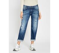 Boyfriend-Jeans GANG "GANG Jeans Boyfriend 94NADIA CROPPED", Damen, Gr. 28, blau (denim blau), 90% Baumwolle, 4% Elasthan, 6% Polyester, Jeans (21012455-28) denim blau