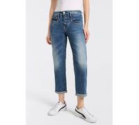 Boyfriend-Jeans HERRLICHER "Shyra Tap Denim", Damen, Gr. 27, N-Gr, blau (blau jay), Denim/Jeans, Obermaterial: 98% Baumwolle, 2% Elasthan, 7/8-Länge, Jeans, mit halbverdeckter Knopfleiste (26402511-27