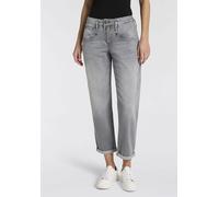 Boyfriend-Jeans HERRLICHER "Shyra Tap Denim Grey Light Stretch", Damen, Gr. 26, N-Gr, grau ash, Denim/Jeans, Obermaterial: 98% Baumwolle, 2% Elasthan, gerade 7/8-Länge, Jeans, High Waist mit Umschlags