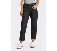 Boyfriend-Jeans HERRLICHER "Shyra Tap Denim Grey Light Stretch", Damen, Gr. 29, N-Gr, schwarz, Denim/Jeans, Obermaterial: 98% Baumwolle, 2% Elasthan, gerade 7/8-Länge, Jeans, High Waist mit Umschlagsa