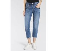 Boyfriend-Jeans HERRLICHER "Shyra Tap Denim Light", Damen, Gr. 27, N-Gr, sun faded, Denim/Jeans, Obermaterial: 98% Baumwolle, 2% Elasthan, straight fit 7/8-Länge, Jeans, im Straight Fit, mit Knopfleis