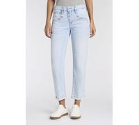 Boyfriend-Jeans HERRLICHER "Shyra Tap Denim Light", Damen, Gr. 31, N-Gr, soft cloud, Denim/Jeans, Obermaterial: 98% Baumwolle, 2% Elasthan, straight fit 7/8-Länge, Jeans, im Straight Fit, mit Knopflei