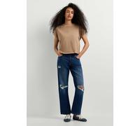 Boyfriend-Jeans PEPE JEANS "boyfriend jeans BOYFRIEND JEANS MW CRAFT", Damen, Gr. 28, Länge 28, classic mid blau damage, 100% Baumwolle, Jeans (19762333-28) classic mid blau damage