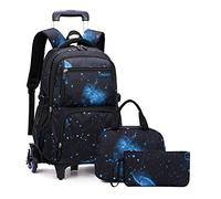 Boys Rolling Backpacks Kids'Luggage Wheeled Backpack for School Boys Trolley Bags Roller Bookbag with Lunch Bag